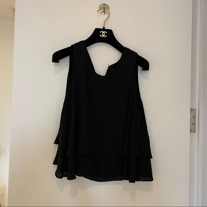 Aqua Black Tiered Sleeveless Top, Size L